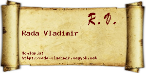 Rada Vladimir névjegykártya